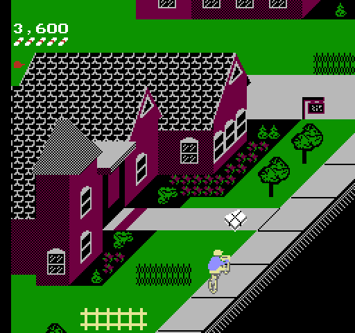 Paperboy NES / Famicom Screenshot: Pick up newspapers to replenish your supply.