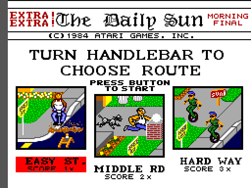 Paperboy Sega Master System Screenshot: Select a route.
