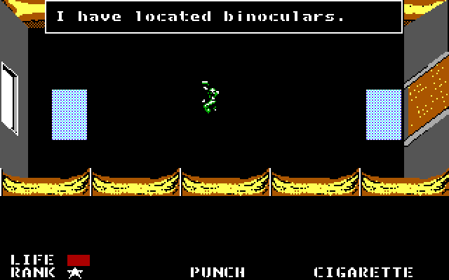 Metal Gear IBM PC/Compatibles Screenshot: I located a pair of binoculars!