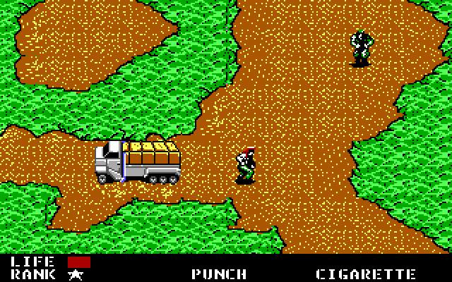 Metal Gear IBM PC/Compatibles Screenshot: A truck! Is there anything useful in there?