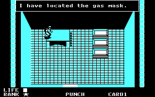 Metal Gear IBM PC/Compatibles Screenshot: Located a gas mask...could be useful!