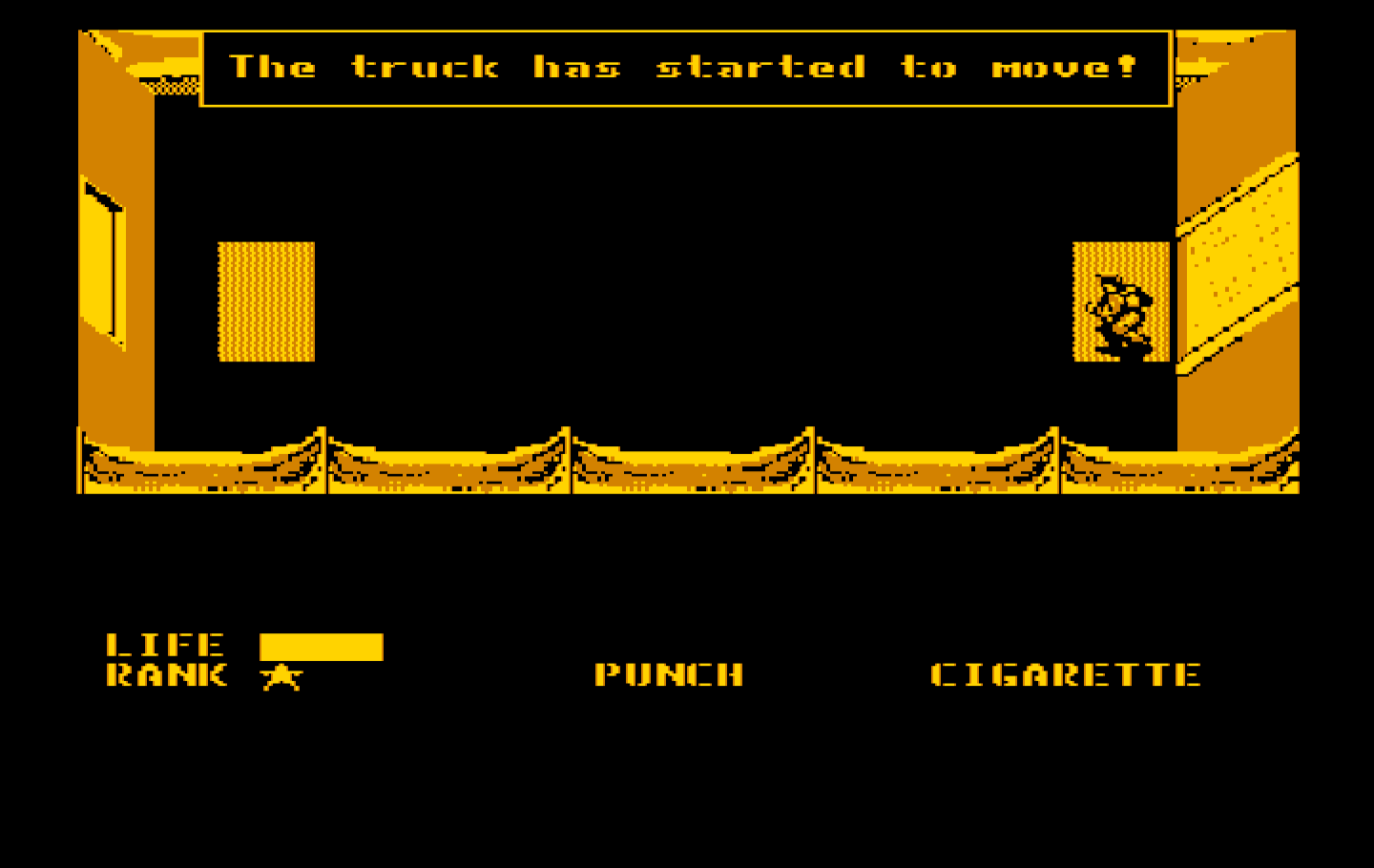 Metal Gear IBM PC/Compatibles Screenshot: The truck has started to move!