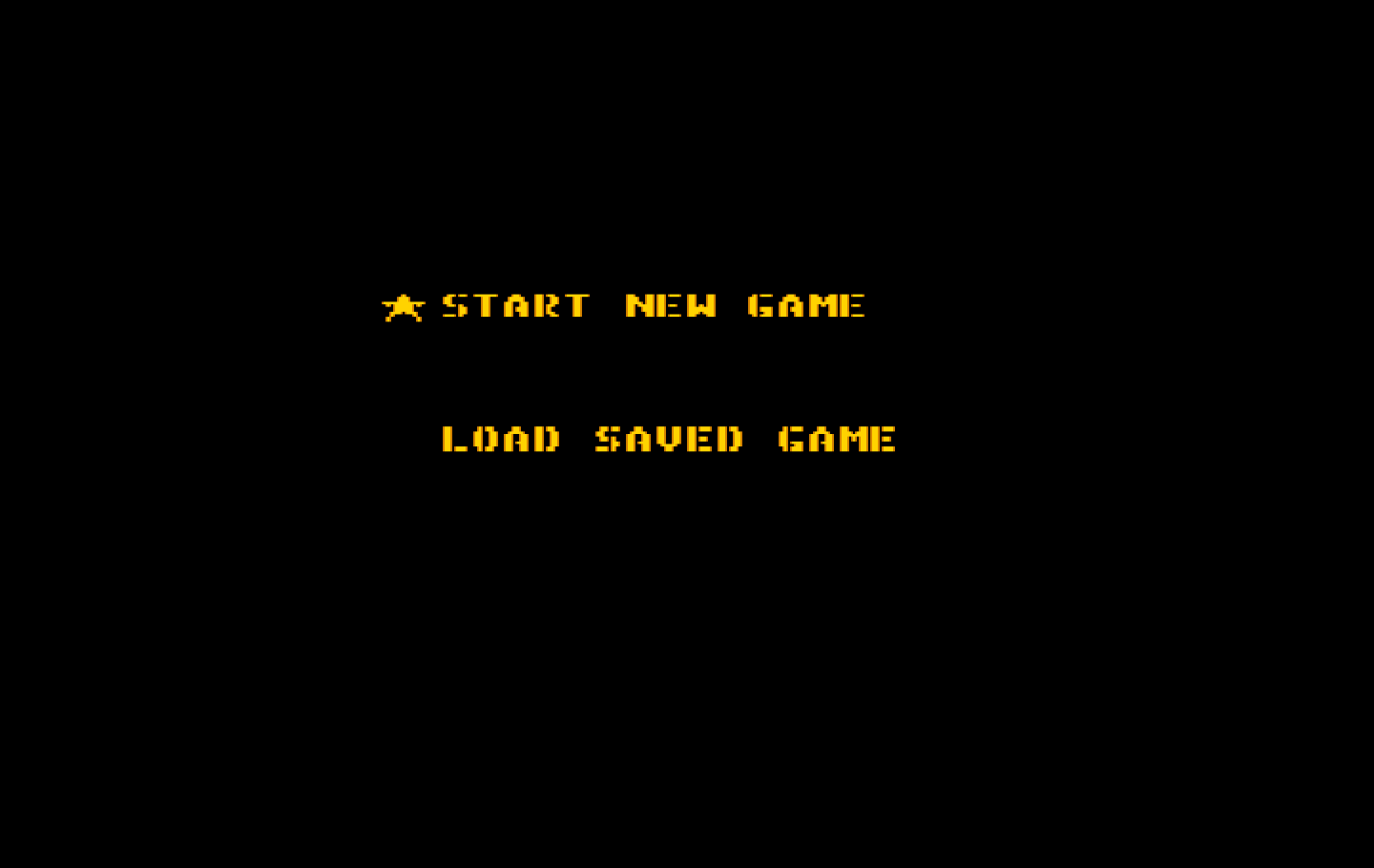 Metal Gear IBM PC/Compatibles Screenshot: The main menu.