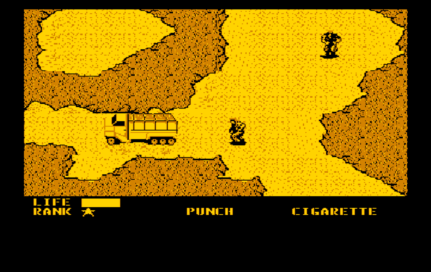 Metal Gear IBM PC/Compatibles Screenshot: A truck! Anything inside it?