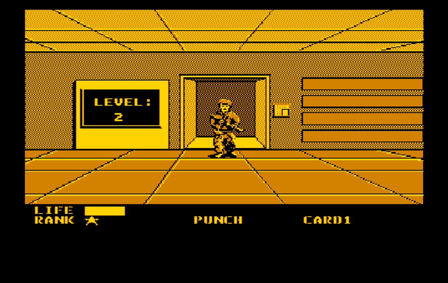 Metal Gear IBM PC/Compatibles Screenshot: Taking the elevator up to the next floor...