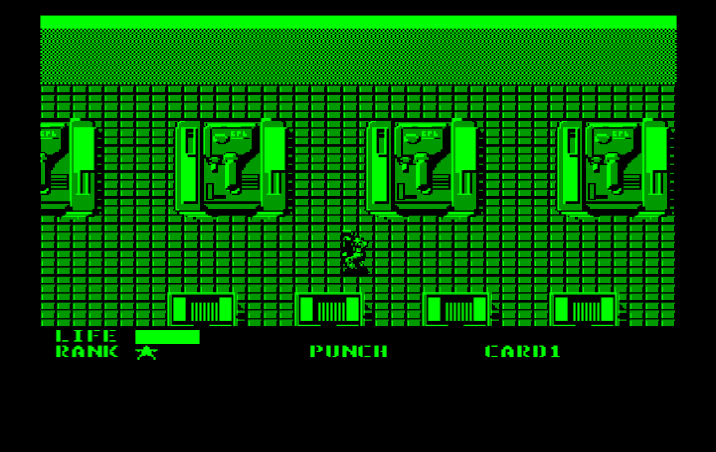 Metal Gear IBM PC/Compatibles Screenshot: Exploring a long corridor full of tanks...