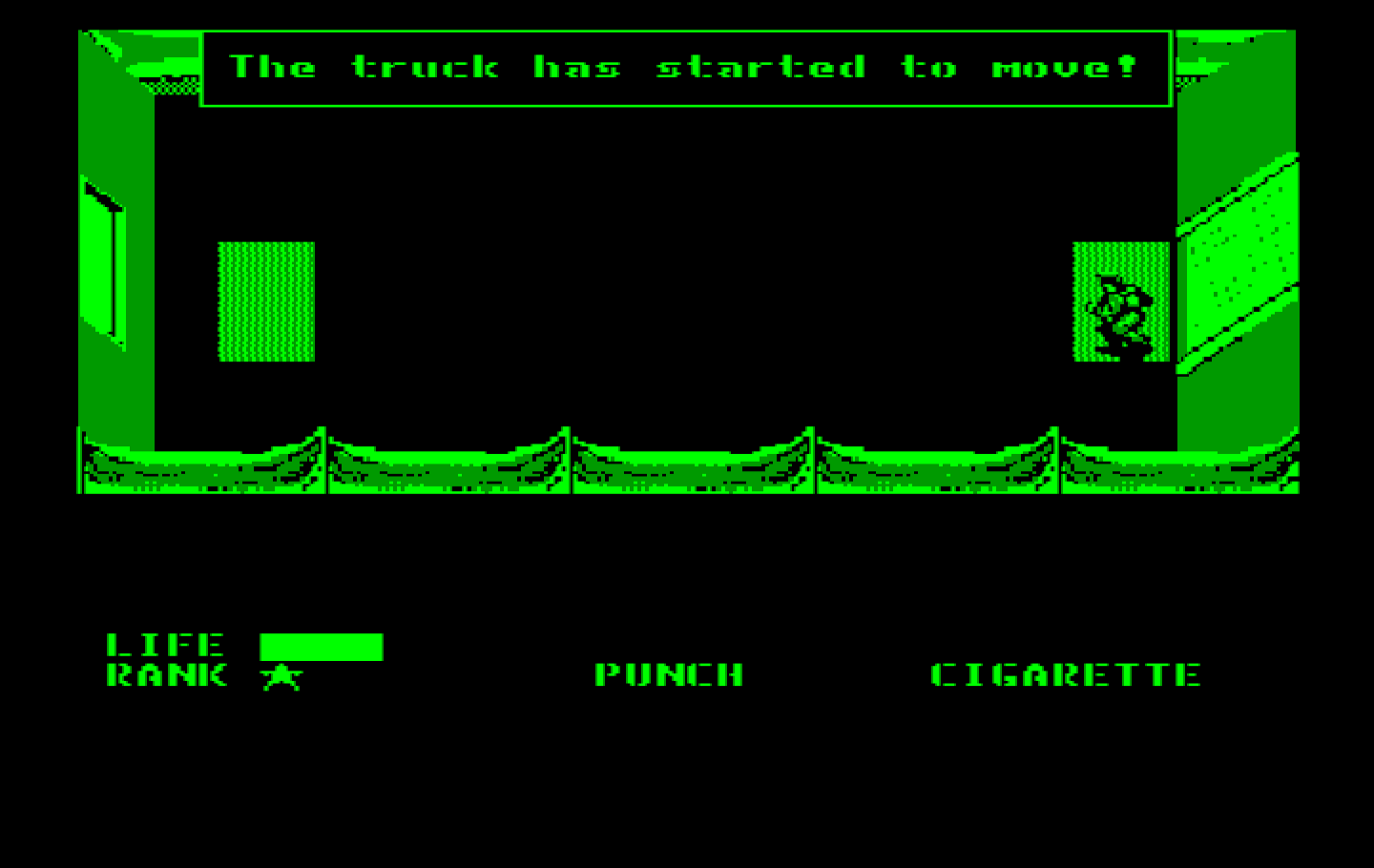 Metal Gear IBM PC/Compatibles Screenshot: The truck has started to move!