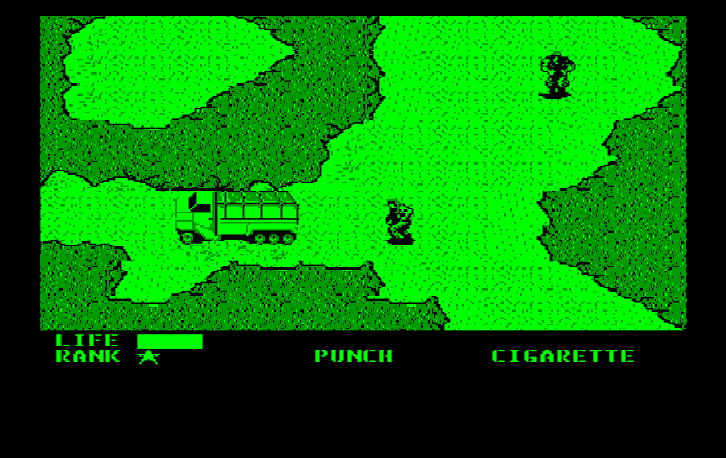 Metal Gear IBM PC/Compatibles Screenshot: A truck! Anything inside it?