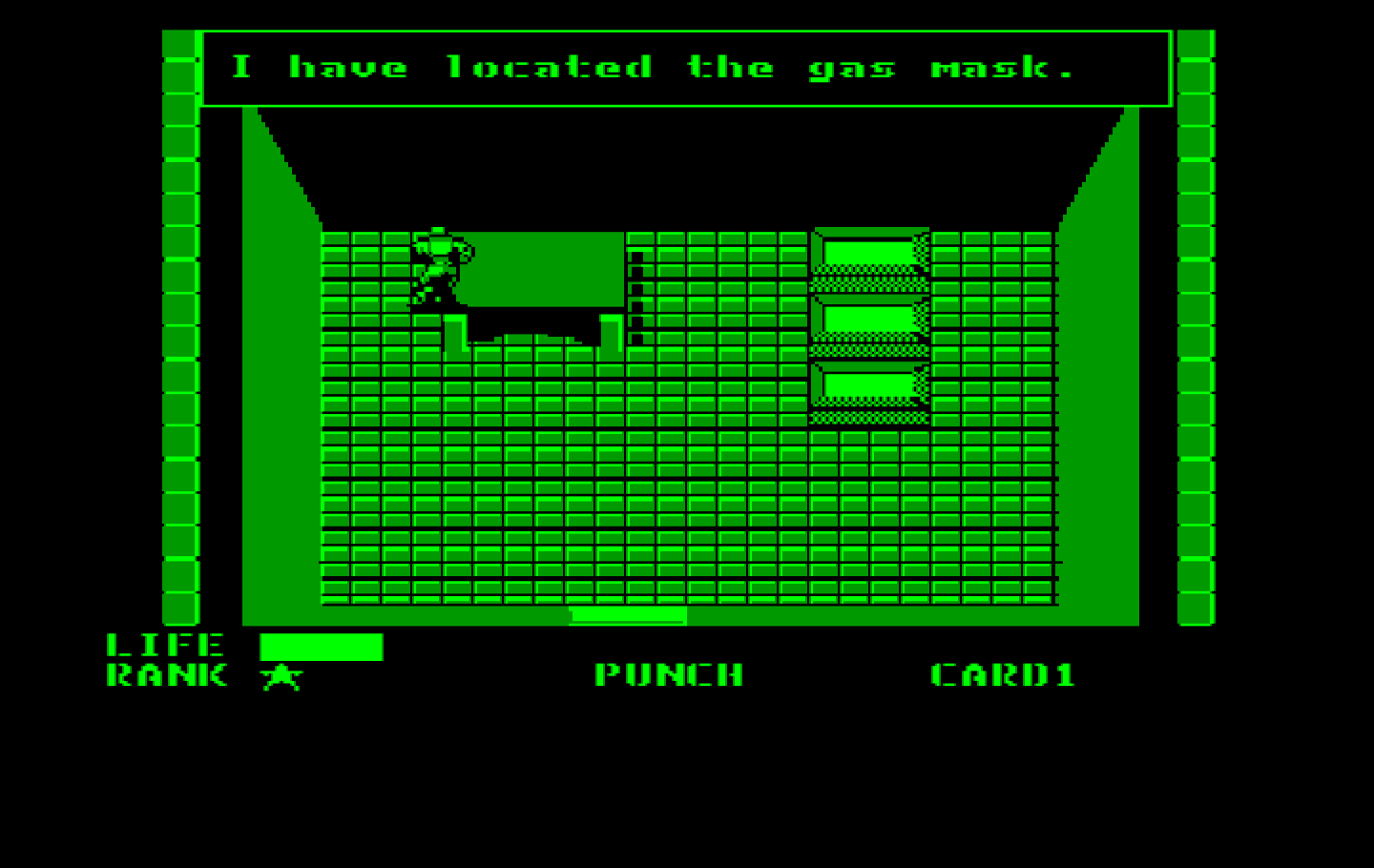 Metal Gear IBM PC/Compatibles Screenshot: I have located the gas mask.