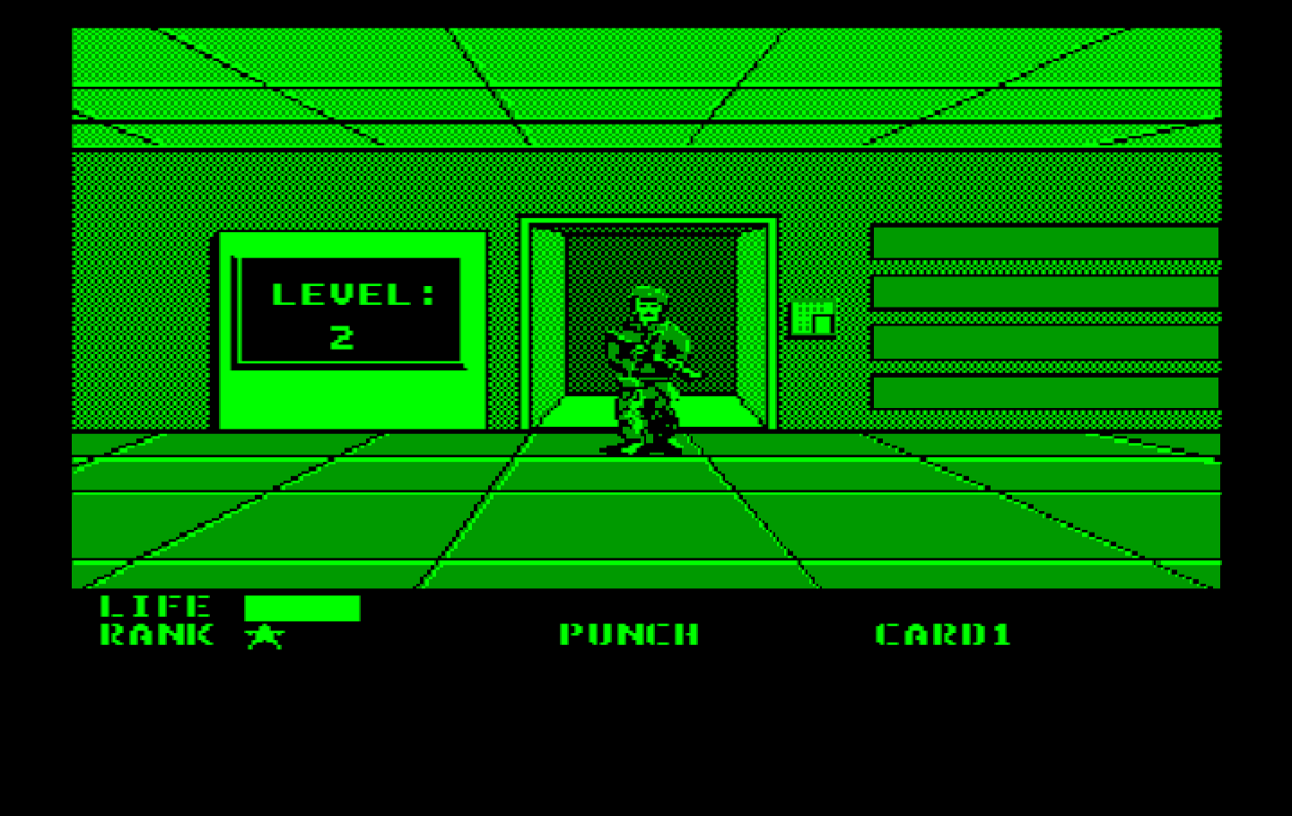 Metal Gear IBM PC/Compatibles Screenshot: Taking the elevator up to the next floor...