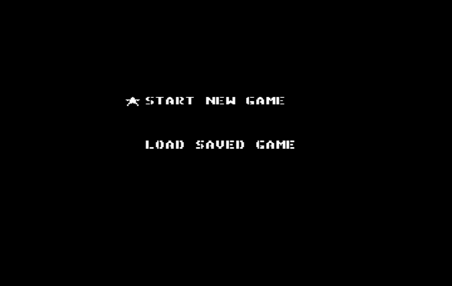 Metal Gear IBM PC/Compatibles Screenshot: The main menu.