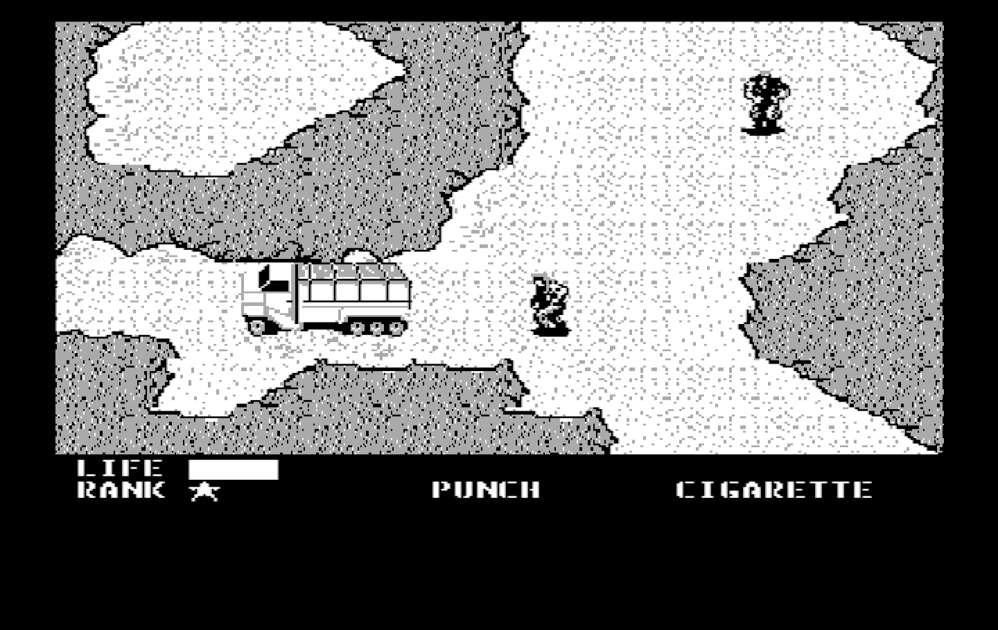 Metal Gear IBM PC/Compatibles Screenshot: A truck! Anything inside it?
