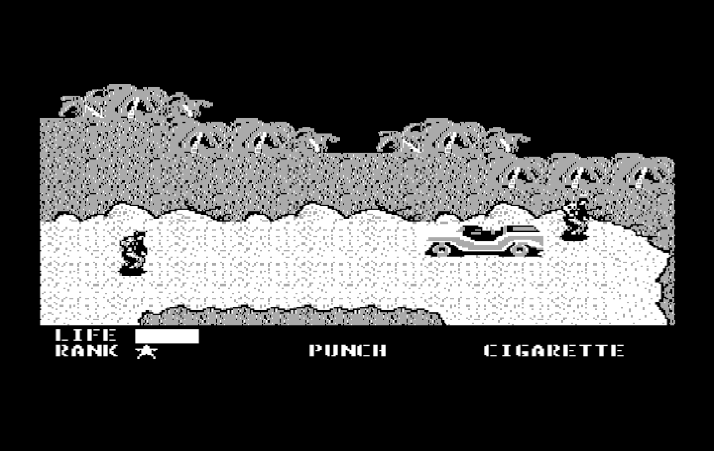 Metal Gear IBM PC/Compatibles Screenshot: I'll try to sneak past this guy...no need to fight yet!