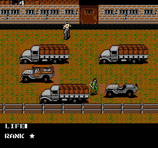 Metal Gear NES / Famicom Screenshot: Time to sneak into a building...