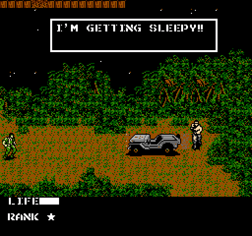 Metal Gear NES / Famicom Screenshot: This guard is sleepy...an excellent opportunity to sneak past him!