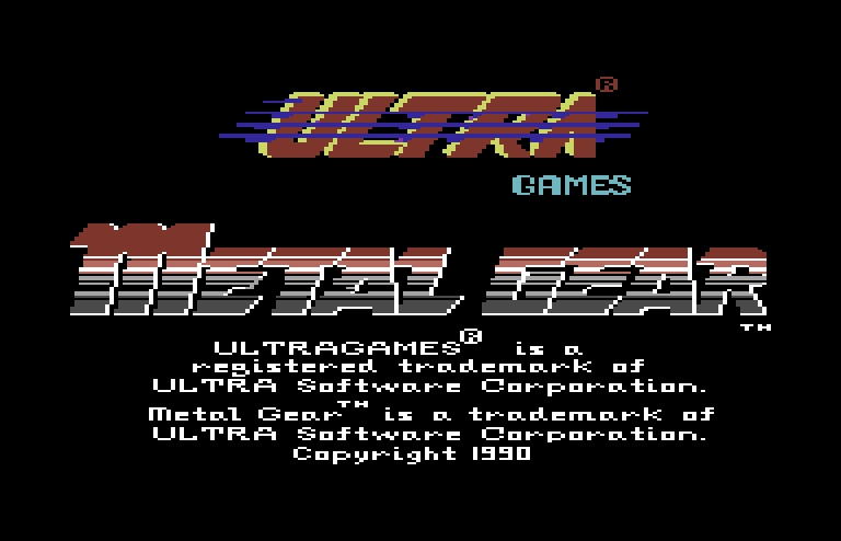 Metal Gear Commodore 64 Screenshot: Title screen.