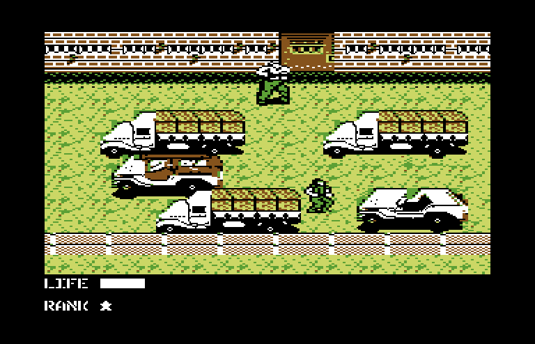 Metal Gear Commodore 64 Screenshot: Time to break into the first building...