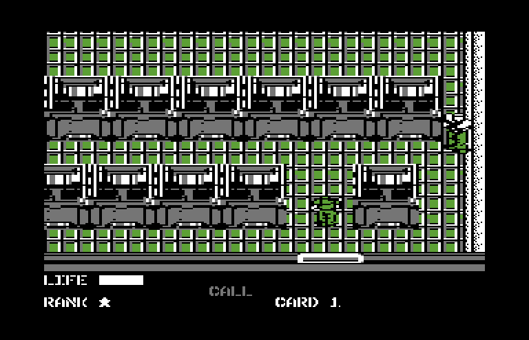 Metal Gear Commodore 64 Screenshot: First building entrance.