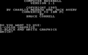 Computer Baseball for IBM PC/Compatibles - Title screen.