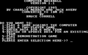 Computer Baseball for IBM PC/Compatibles - Title screen.