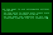 Computer Baseball for Atari 8-bit - Some additional game options that can be set.