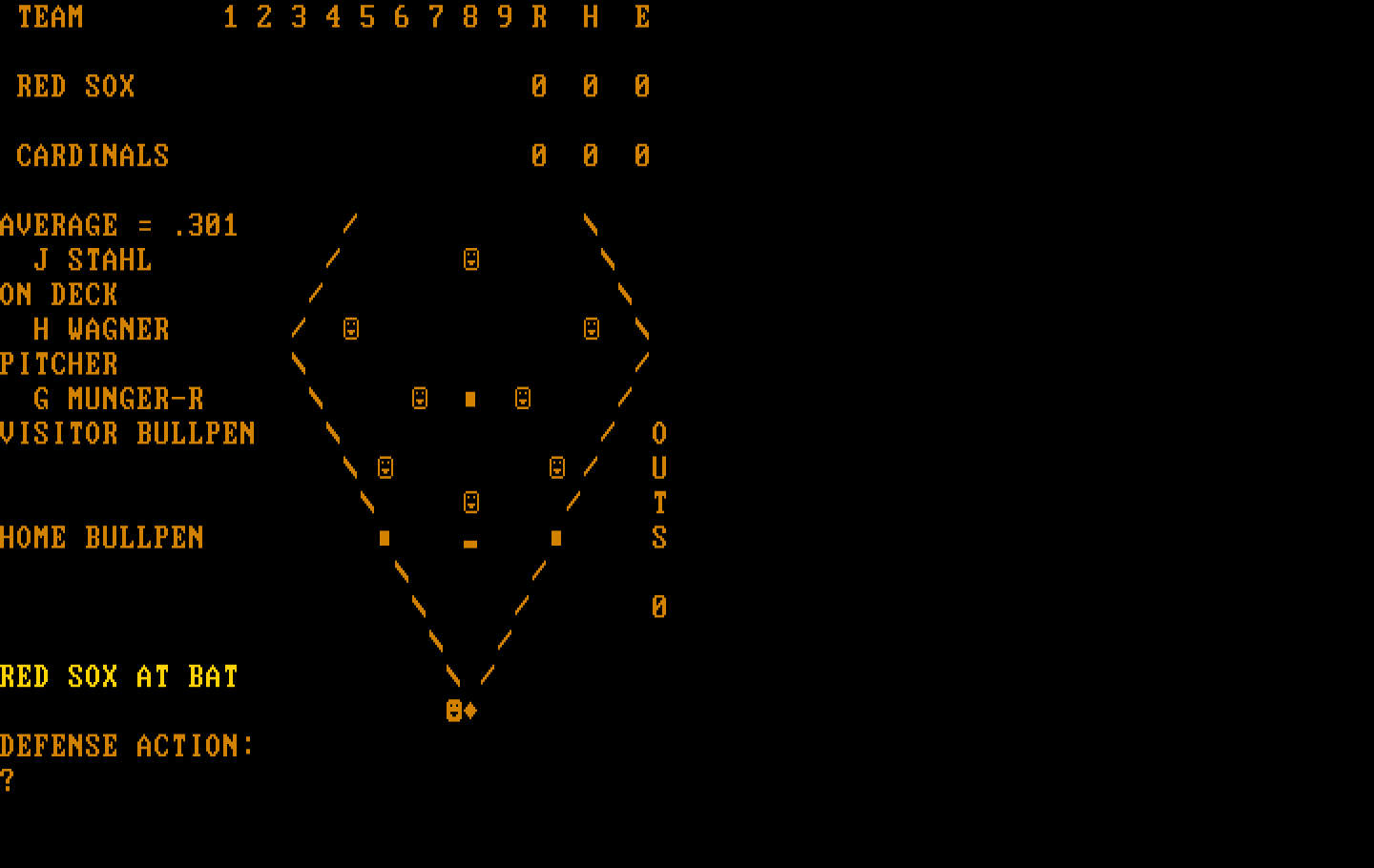 Computer Baseball IBM PC/Compatibles Screenshot: The game begins!