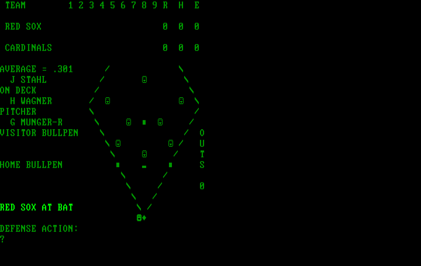 Computer Baseball IBM PC/Compatibles Screenshot: The game begins!