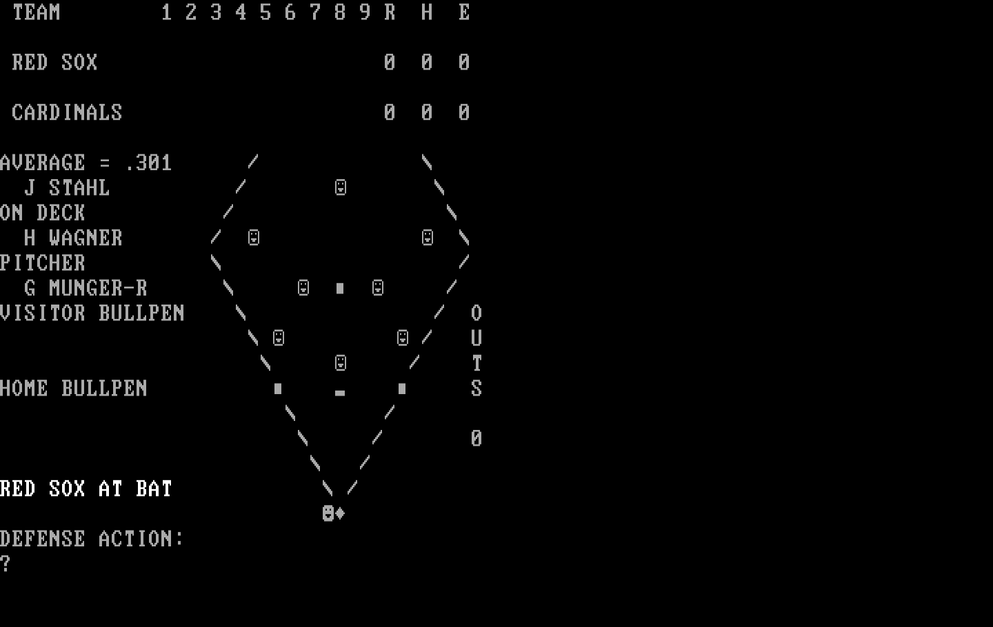 Computer Baseball IBM PC/Compatibles Screenshot: The game begins!