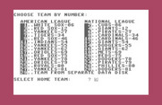 Computer Baseball for Commodore 64 - Select home team...