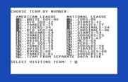 Computer Baseball for Commodore 64 - Selecting teams.