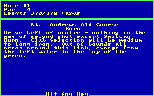 Golf's Best: St. Andrews - The Home of Golf IBM PC/Compatibles Screenshot: Overview of the first hole.