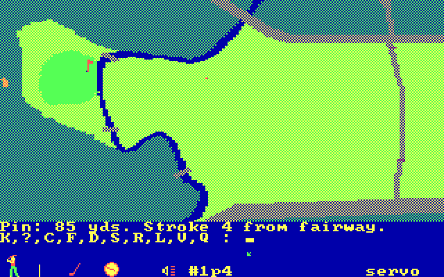 Golf's Best: St. Andrews - The Home of Golf IBM PC/Compatibles Screenshot: Nearing the green; what club do you want to use?