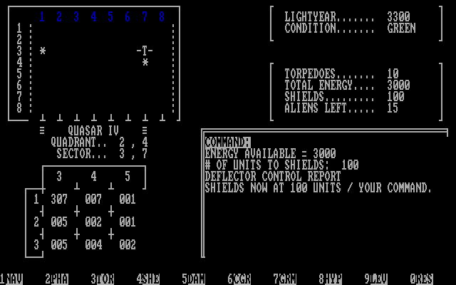 Space Guardian IBM PC/Compatibles Screenshot: Providing power to the shields.