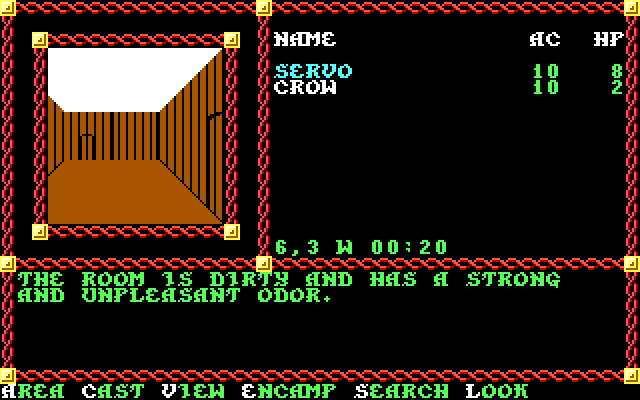 Pool of Radiance IBM PC/Compatibles Screenshot: This room has a strong odor.