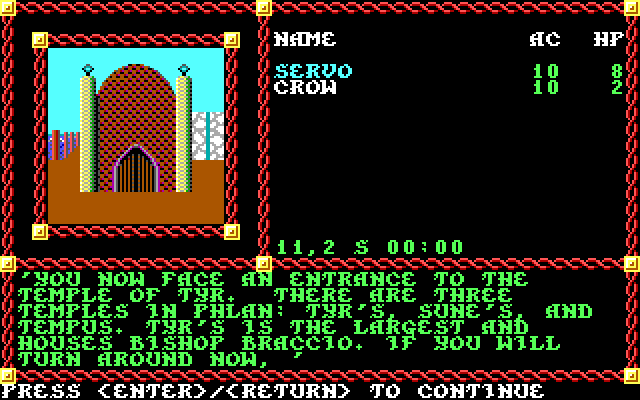 Pool of Radiance IBM PC/Compatibles Screenshot: A tour of the area.