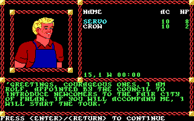 Pool of Radiance IBM PC/Compatibles Screenshot: The game begins.