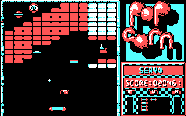 Popcorn IBM PC/Compatibles Screenshot: The white bricks can't be destroyed.