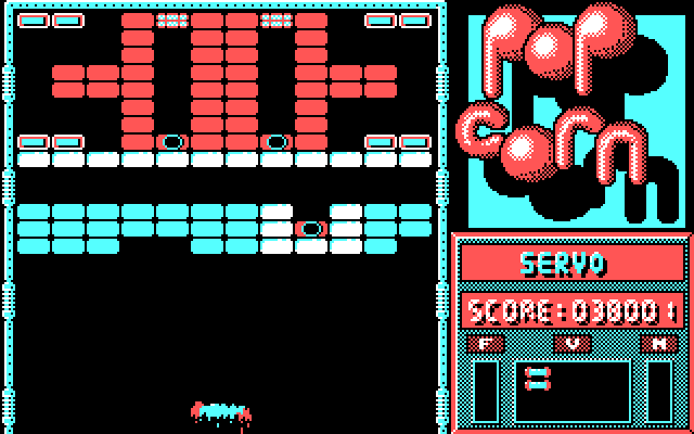 Popcorn IBM PC/Compatibles Screenshot: The paddle melts when you lose a life.