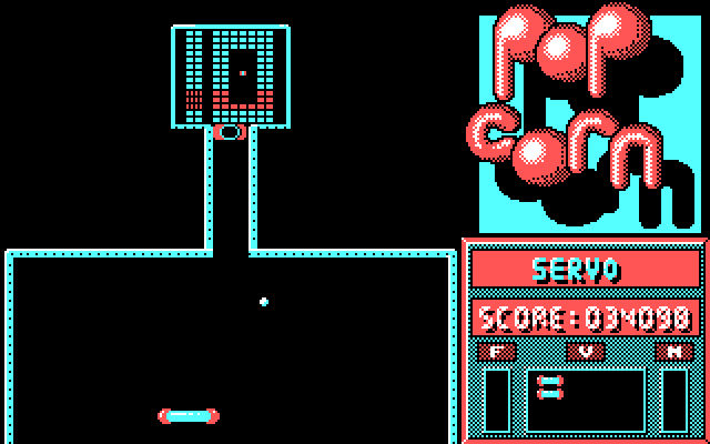 Popcorn IBM PC/Compatibles Screenshot: Can you get the ball in the narrow corridor?