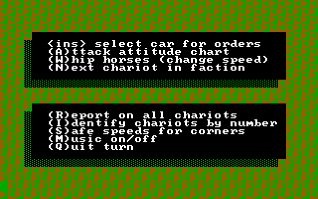 Computer Circus Maximus IBM PC/Compatibles Screenshot: Summary of commands.