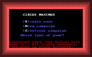 Computer Circus Maximus for IBM PC/Compatibles - The main menu.