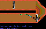 Computer Circus Maximus for IBM PC/Compatibles - Viewing the safe speeds for each lane.