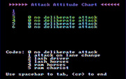 Computer Circus Maximus for IBM PC/Compatibles - The attack attitude chart.