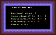 Computer Circus Maximus for IBM PC/Compatibles - Setting up a few game options.