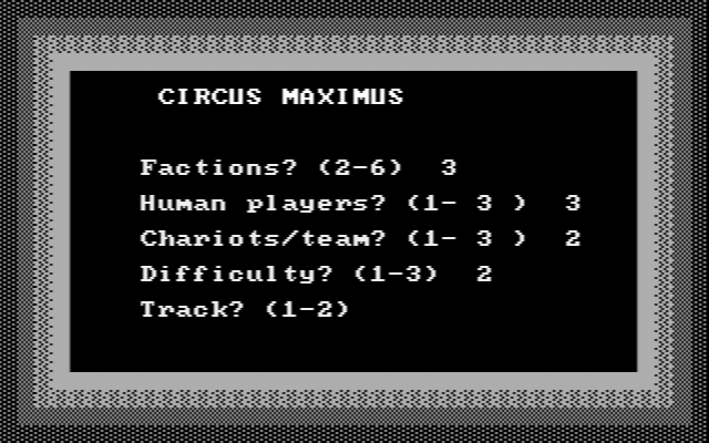 Computer Circus Maximus IBM PC/Compatibles Screenshot: Setting some game options.