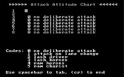 Computer Circus Maximus for IBM PC/Compatibles - The attack attitude chart.