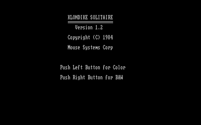 Klondike Solitaire IBM PC/Compatibles Screenshot: Title screen.