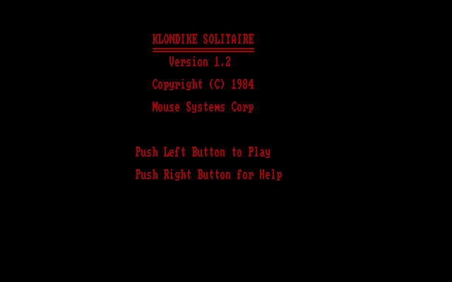 Klondike Solitaire IBM PC/Compatibles Screenshot: Begin, or do you need help?