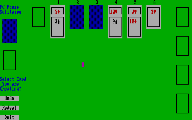 Klondike Solitaire IBM PC/Compatibles Screenshot: Placing some cards...apparently I'm cheating!