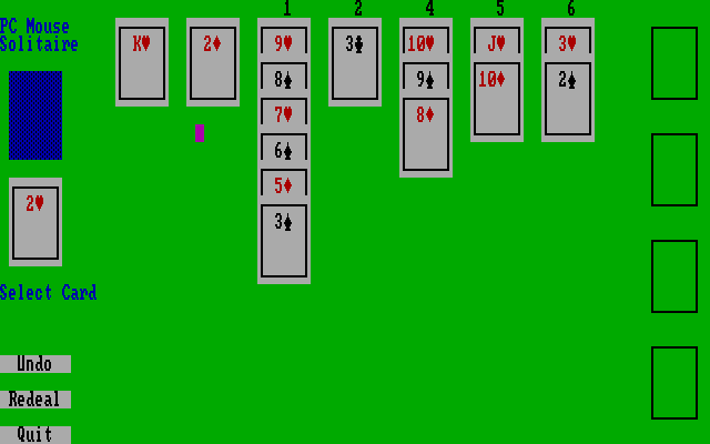 Klondike Solitaire IBM PC/Compatibles Screenshot: Making some progress...